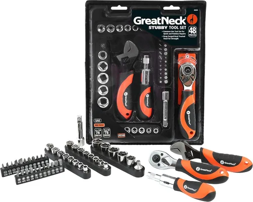 GreatNeck - Juego de herramientas mecánicas de 82 piezas, juego de llaves SAE y métricas y trinquete, regalos mecánicos, caja de herramientas con