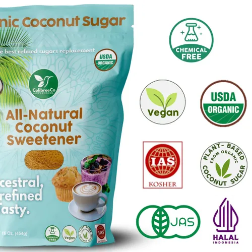 Miniatura 4 de Colibreeco, Azúcar de coco orgánico, 1 libra (paquete de 2): perfecto para endulzar bebidas y recetas Sustituto de azúcar de bajo índice