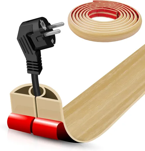Miniatura 49 de Cubierta autoadhesiva para cables de suelo, gestión de cables de 3.3 pies, protector de tira de extensión para cables, evita tropiezos de cables