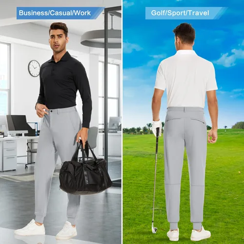 Miniatura 5 de JWM Pantalones Joggers de Golf Elásticos para Hombre con Trabillas para Cinturón - 29" 34" Ajuste Slim Cónico Casual Negocios Viaje Vestir Trabajo