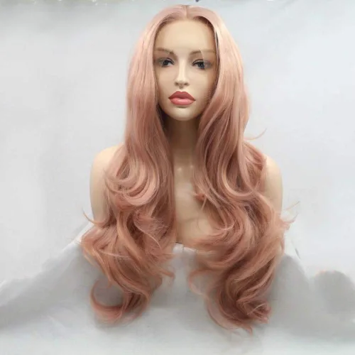 Miniatura 7 de 1001 #Color sintético rubio blanco encaje frente pelucas para mujeres pelo rubio platino largo cuerpo onda peluca resistente al calor fibra larga