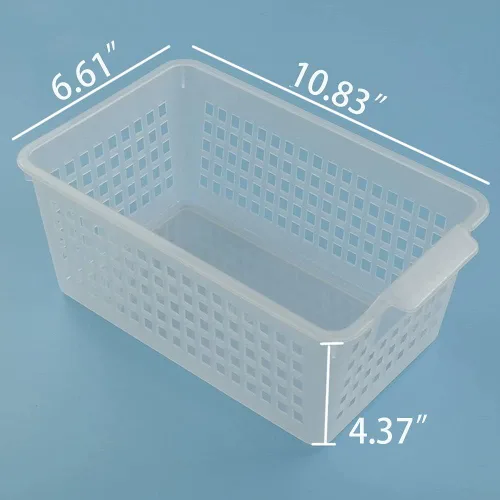 Miniatura 3 de Qskely - Cesta de almacenamiento de plástico transparente, rectangular, paquete de 6