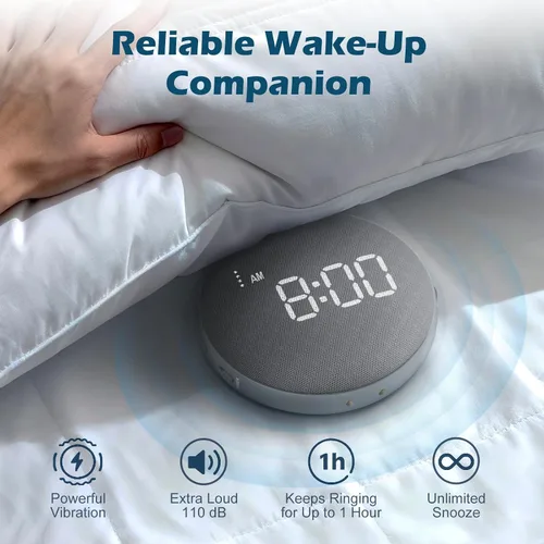 Miniatura 2 de REACHER Reloj despertador súper fuerte para personas de sueño pesado, adultos y adolescentes, reloj despertador vibratorio con vibrador de cama bajo