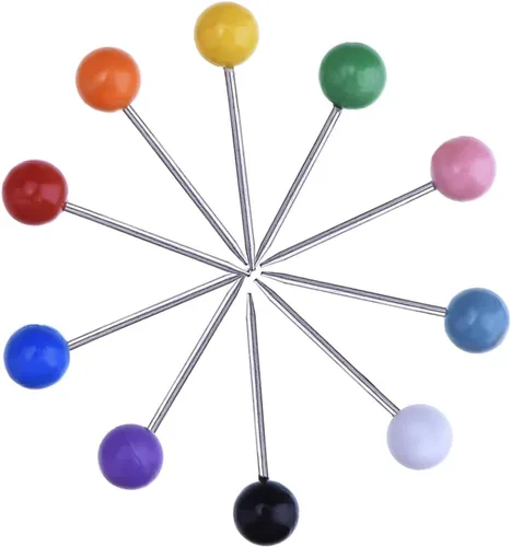 Miniatura 2 de Outus alfileres de acero con cabeza de plástico, 1/8 pulgadas, 500 unidades. Multicolor
