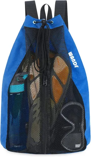 Miniatura 18 de WANDF Bolsa de Natación Mochila de Malla con Cordón Mochila de Playa para Natación, Gimnasio y Equipo de Entrenamiento Verde Fluorescente