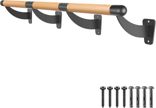 Miniatura 6 de Sistema de Barra de Ballet Montada en la Pared de Madera SELEWARE de 4-12 pies de Largo para Movimientos de Barra en Casa o Estudio, Estiramiento