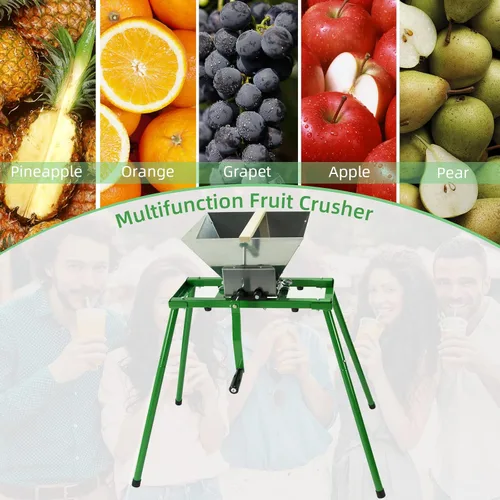 Miniatura 4 de Trituradora de Manzana y Fruta de 7L con Manivela y Soporte, Exprimidor Triturador Manual de Acero Inoxidable para Sidra de Temporada y Jugo Fresco