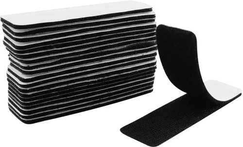 20 almohadillas adhesivas para sofá, 3.937 x 1.181 in, rectangular, color negro, con tiras adhesivas de gancho para sofá, silla, asiento doble,