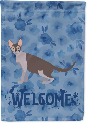 Miniatura 249 de Caroline's Treasures CK4813CHF - Bandera de bienvenida con gato abisinio azul, manga grande, para porche, para colgar en la pared, poliéster