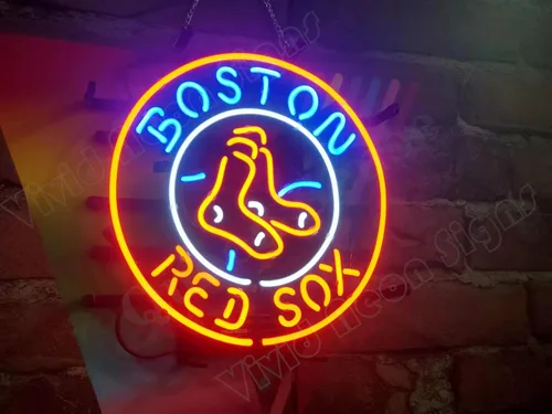 Miniatura 2 de Queen Sense Lámpara de neón de 14"x14" Red Sox Neon Sign Light Man Cave Bar Pub Beer Gift Neon Lamp A114BRS