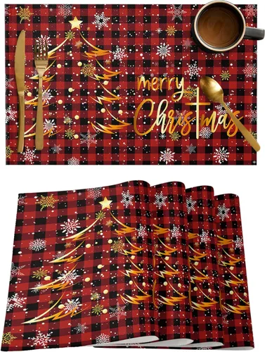 Miniatura 93 de Juego de 4 manteles individuales Boho de otoño, calabazas de acuarela para Acción de Gracias, resistentes al calor, lavables, para mesa, manteles