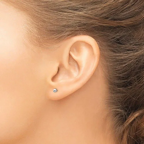 Miniatura 5 de Aretes de oro amarillo de 14 quilates de oro blanco de 0.118 in de bola de 0.118 in, Metal
