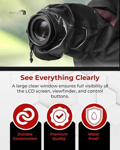 Miniatura 5 de REFLEX CAMERA Funda protectora universal impermeable para lluvia DSLR/SLR con mangas de cordón y ventana de visión transparente para Sony, Canon