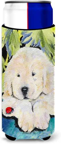 Caroline's Treasures SS8271MUK Golden Retriever Ultra Hugger para latas delgadas, funda enfriadora de latas, lavable a máquina, funda para bebidas,