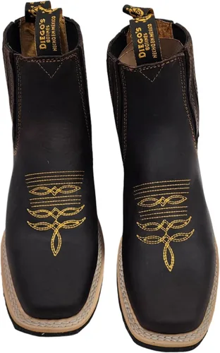 Miniatura 2 de Dona Michi Botas de Tobillo Cortas de Cuero Genuino para Hombre con Punta Cuadrada Hechas a Mano