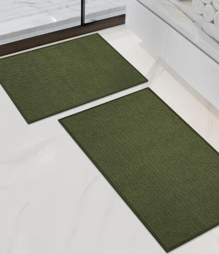 Miniatura 21 de Chakme Juego de 2 alfombras de baño ultrafinas, absorbentes, antideslizantes, lavables a máquina, color negro, 17 x 24 pulgadas / 17 x 30 pulgadas