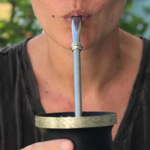 Miniatura 6 de Juego de bombillas mate de acero inoxidable 2 filtros de pajitas de té Yerba mate Diseño ergonómico Línea económica 7½ in, 7.5 in de largo