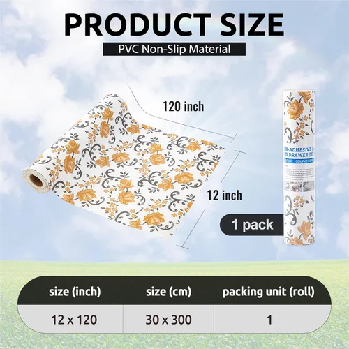 Miniatura 3 de FIFTY FEET Revestimiento de estante de 12 x 120 pulgadas para armarios de cocina, revestimiento de cajón de PVC para tocador de baño, revestimiento