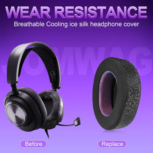 Miniatura 5 de Almohadillas de repuesto Magic Ice Gel para SteelSeries ARCTIS NOVA PRO (cableadas), color negro y morado