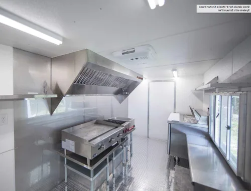 Miniatura 3 de El sistema de campana de escape de perfil bajo para camiones de alimentos incluye una campana de escape de acero inoxidable, un ventilador