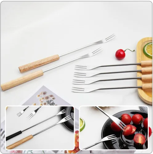 Miniatura 8 de STOBAZA 6 tenedores de fondue de acero inoxidable de 10.2 pulgadas, palitos de fondue de queso, utensilios de cocina, tenedores de alimentos