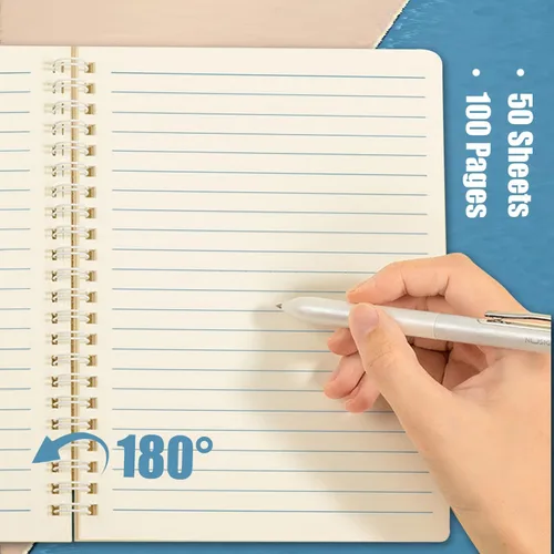 Miniatura 3 de Cuaderno de espiral, doble alambre en espiral, diario de composición escolar, suministros para la escuela y la oficina, 100 páginas, 5.71 x 8.26
