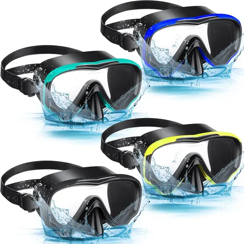 4 gafas de esnórquel para adultos, máscara de buceo, máscara de buceo, equipo de esnórquel para hombres y mujeres, gafas de natación panorámicas con