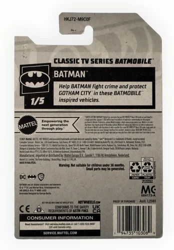 Miniatura 2 de Hot Wheels Serie de TV clásica Batmobile, Batman 1/5 [Verde] 3/250