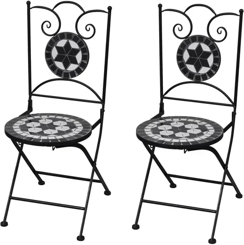 2 sillas plegables de cerámica en blanco y negro, taburete de bar, silla plegable, césped portátil, para uso en interiores, porche, patio, balcón,
