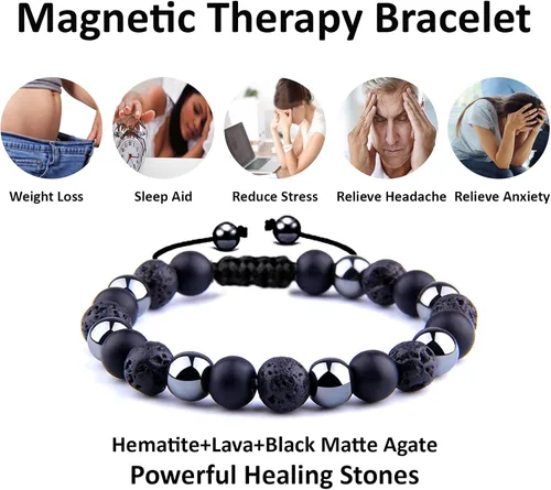 Miniatura 2 de Pulsera de triple protección para traer suerte y prosperidad hematita negra obsidiana ojo de tigre, pulsera Fengshui para mujeres y hombres