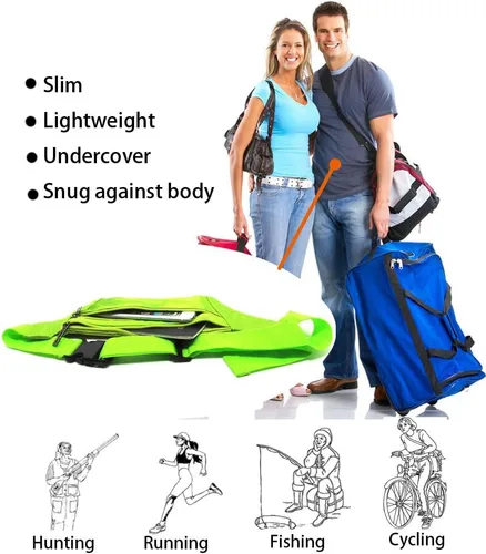 Miniatura 58 de Bolsa de cintura ultrafino con ranuras c/visualización para tarjeta de crédito, para deportes, aire libre, correr, caminar, viajes.