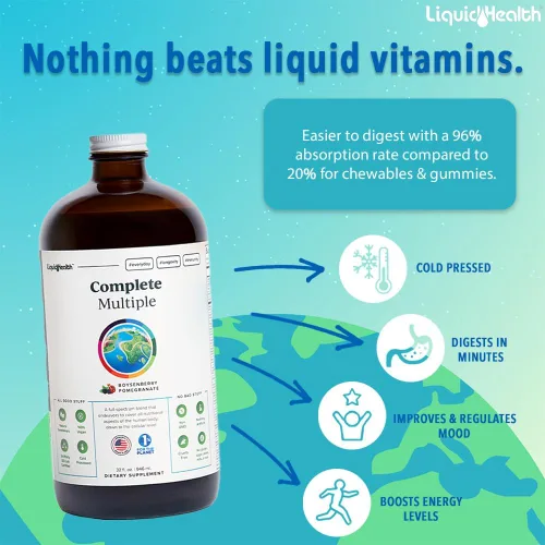 Miniatura 2 de LIQUIDHEALTH Paquete completo de vitaminas líquidas multivitamínicas y calcio y magnesio para adultos, salud de todo el cuerpo, sistema