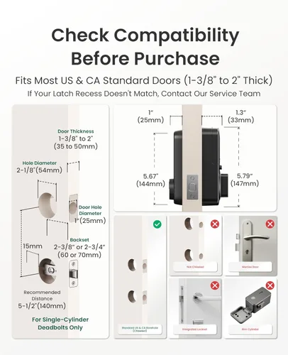Miniatura 6 de DESLOC Cerradura de puerta inteligente B200, cerradura de cerrojo inteligente, cerradura de puerta de entrada sin llave, cerradura inteligente
