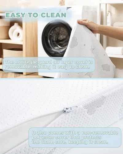Miniatura 8 de Colchón Pack and Play de 38 x 26 pulgadas, de espuma viscoelástica de felpa suave y transpirable para bebés y niños pequeños, incluye funda