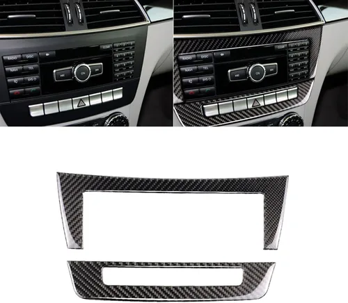 Miniatura 21 de para Mercedes-Benz Clase C W204 2011-2013 Real Cubierta de Panel de Fibra de Carbono Suave para Aire Acondicionado, Adhesivo de Marco de Panel