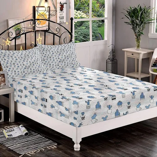 Miniatura 11 de Juego de sábanas decorativas tamaño individual XL, juego de sábanas bajeras con bolsillos profundos de cactus y 2 fundas de almohada