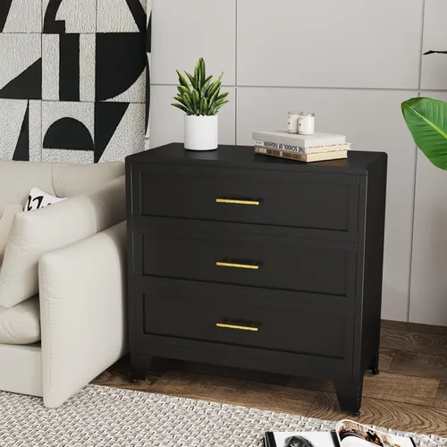 Miniatura 9 de Cómoda blanca de 5 cajones para dormitorio, cómodas y cajoneras de metal de 53.46 pulgadas de alto con diseño de esquinas curvas, cajonera Blanco