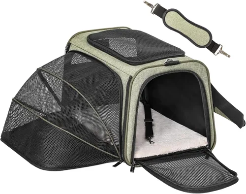 Miniatura 11 de Petsfit Transportador Expandible para Conejos Transportador para Gatos Pequeños Aprobado por Aerolíneas, 16X10X9 Pulgadas Bolsa de Viaje Portátil