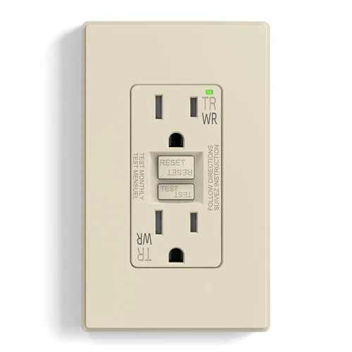 Miniatura 47 de ELEGRP Salida GFCI para Exteriores, Receptáculo GFI Eléctrico de Autoprueba de 15 Amperios con Diseño Más Delgado, Receptáculo GFCI Resistente a