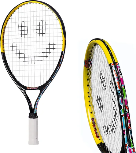 Raqueta de tenis para niños con videos de entrenamiento – Raqueta de tenis juvenil de aluminio con mango de neopreno para niños de 5 a 12 años –