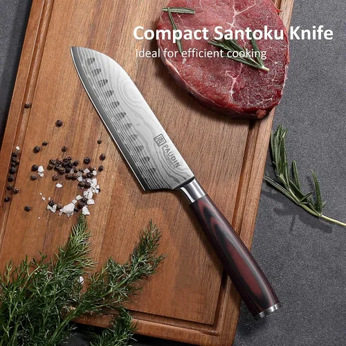 Miniatura 4 de PAUDIN - Cuchillo Santoku, cuchillo de chef de 5 pulgadas, cuchillo de cocina ultra afilado, cuchillo de chef japonés con funda, acero inoxidable