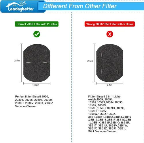 Miniatura 4 de Leadaybetter Filtro de repuesto para aspiradora Bissell 3 en 1 Lightweight Stick 2030 20303 20306 20307 20309 2030H 2030V 2030X 2030Z 2030L 32 ES