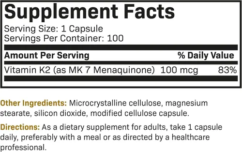 Miniatura 6 de Futurebiotics Vitamina K2 como MK-7 100 mcg, apoya huesos fuertes, sin OMG, 100 cápsulas vegetarianas
