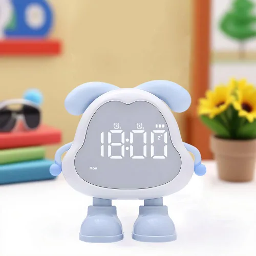 DORA - Reloj despertador para perros para dormitorios de niños y niñas, bonito reloj despertador LED con pantalla digital, entrenador de sueño para