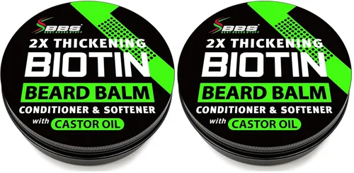 Miniatura 10 de Bálsamo de biotina para barba y bigote 2 veces más espesante, acondicionador vegano sin enjuague, suavizante natural, hidratante con aceite