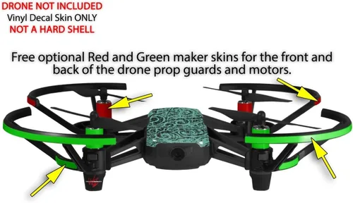 Miniatura 3 de Skin Wrap 2 Pack para DJI Ryze Tello Drone carpeta garabatos mar verde Drone No Incluidas