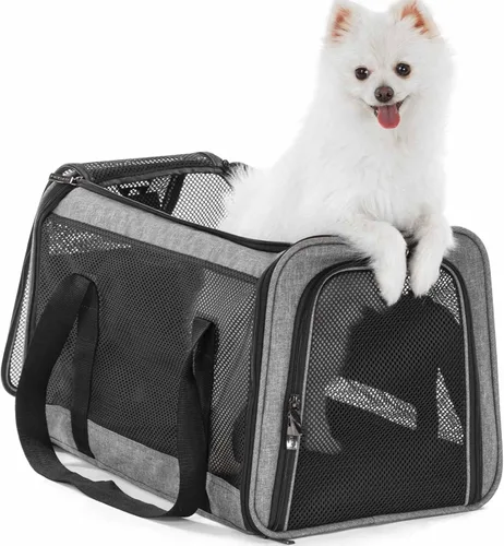 Miniatura 13 de PETSFIT Transportador de gatos de lados suaves con hebillas de seguridad patentadas, cremalleras bloqueables y correa de seguridad, transportador
