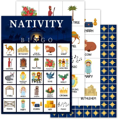Miniatura 7 de Juegos de fiesta de bingo de Navidad con 24 jugadores, juegos de fiesta de Navidad para mujeres, suministros de fiesta, actividades familiares