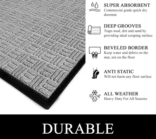 Miniatura 3 de A1HC - Tapete antideslizante para puerta delantera, patio, garaje y oficina, tapete de bienvenida lavable para uso en interiores y exteriores, 36 x
