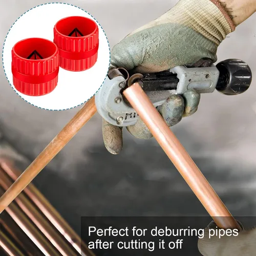 Miniatura 7 de 2 Piezas de escariador interno-externo rojo para tubos y tubos, herramienta de chaflán para tubos de PVC/PPR/Cobre/Latón/Aluminio